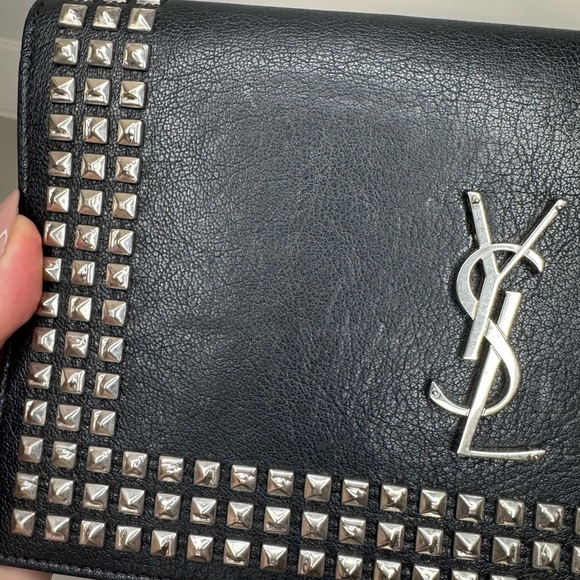 Saint Laurent Black Calfskin Silver Studded Clutch CB801 – Rare & Authentic - Picture 6 of 17